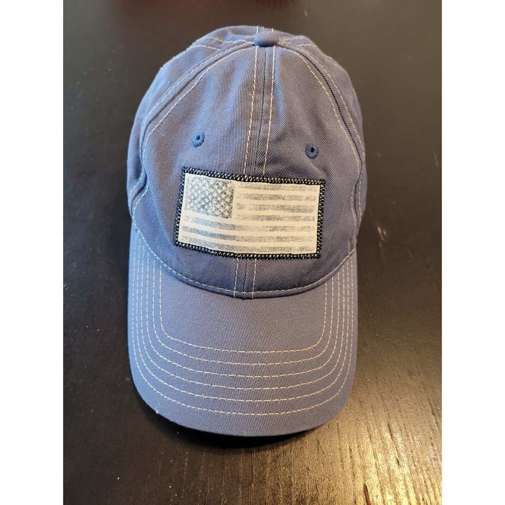 American Flag Blue Faded Hat Busch Gardens Adjustable Strap Tampa Florida